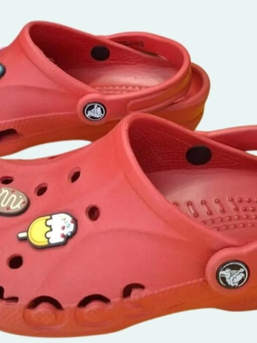Crocs  Kids Red Clogs With Ice Cream Jibbitz Size 5/7 *SH1